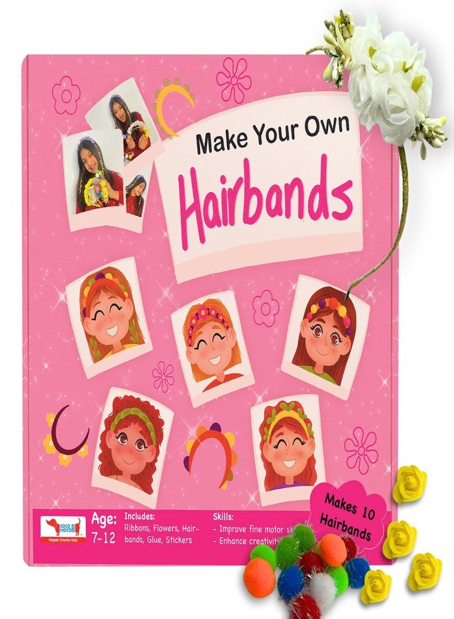 CocoMoco Kids Make Your Own Hairbands DIY Art and Craft Kit for Girls, Make 10 Hair bands Activity Kit, Birthday Return Gifts for Girls Ages 5 to 7 years, 6 to12 years - Image 1