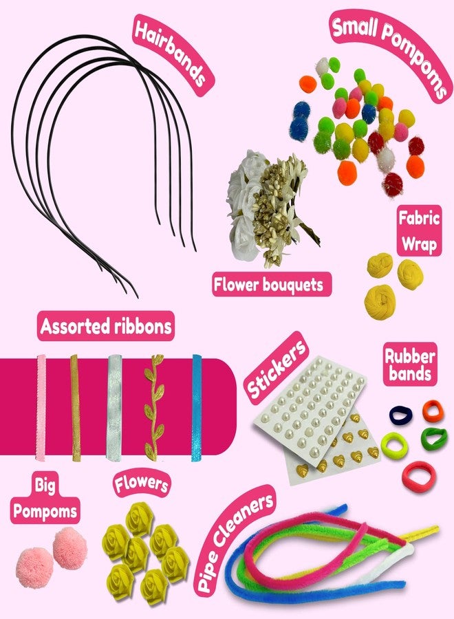 CocoMoco Kids Make Your Own Hairbands DIY Art and Craft Kit for Girls, Make 10 Hair bands Activity Kit, Birthday Return Gifts for Girls Ages 5 to 7 years, 6 to12 years - Image 3
