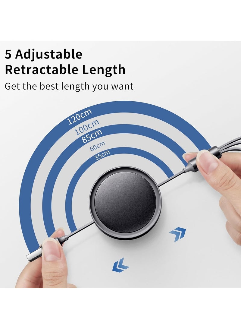 Multi Charging Cable 3 In 1 Retractable USB C Cable 3A Retractable Charging Cable With Type USB For Ios Ipad Samsung Tablets Black  - Image 4