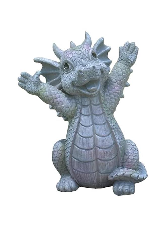 Cute Dragon Figurines Dinosaur Sculptures, Unique Resin Artwork for Office & Home Décor,Yoga Dragons Decorations for Garden & Yard,Outdoor Adorable Baby Dragon Statue Ornaments (Yoga A) - Image 1