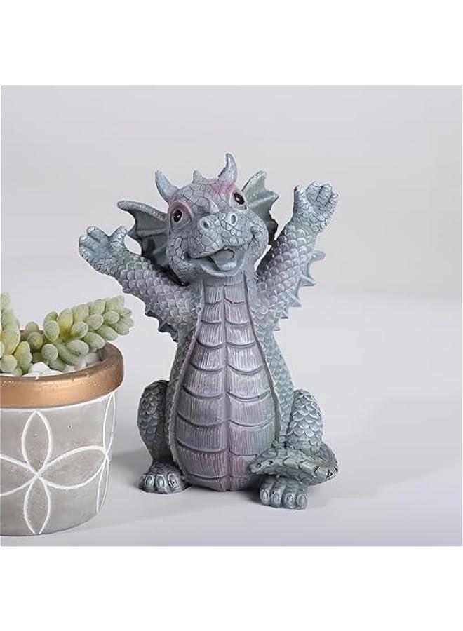 Cute Dragon Figurines Dinosaur Sculptures, Unique Resin Artwork for Office & Home Décor,Yoga Dragons Decorations for Garden & Yard,Outdoor Adorable Baby Dragon Statue Ornaments (Yoga A) - Image 2