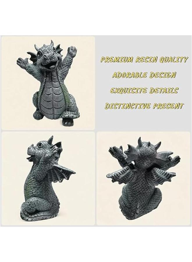 Cute Dragon Figurines Dinosaur Sculptures, Unique Resin Artwork for Office & Home Décor,Yoga Dragons Decorations for Garden & Yard,Outdoor Adorable Baby Dragon Statue Ornaments (Yoga A) - Image 3