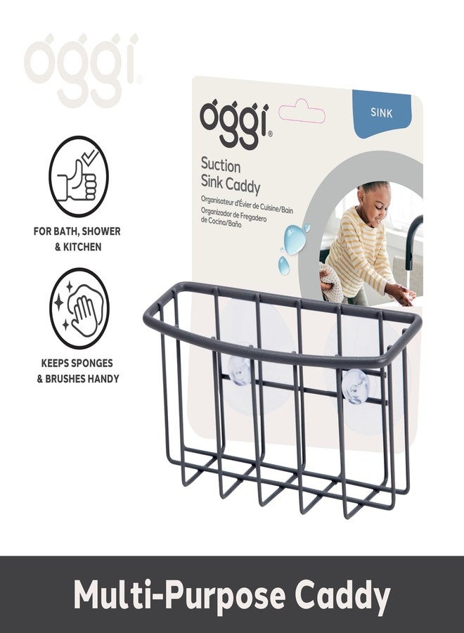 Oggi Metal Suction Sink Caddy- Kitchen Brush, Bar Soap, or Sponge Holder for Kitchen Sink, Great Kitchen Sink Organizer for Sink Accessories, 6˝ x 2.5˝ x 2.75˝, Gray - Image 5