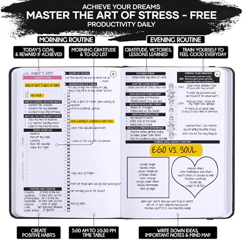 Freedom Mastery Self Care Journal - 5 Minute Mental Health & Manifestation Journal | 90-Day Undated Daily Planner for Positivity, Affirmations & Gratitude | Guided Mindfulness, Reflection | Vision Board + Stickers - Image 4