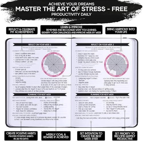 Freedom Mastery Self Care Journal - 5 Minute Mental Health & Manifestation Journal | 90-Day Undated Daily Planner for Positivity, Affirmations & Gratitude | Guided Mindfulness, Reflection | Vision Board + Stickers - Image 5