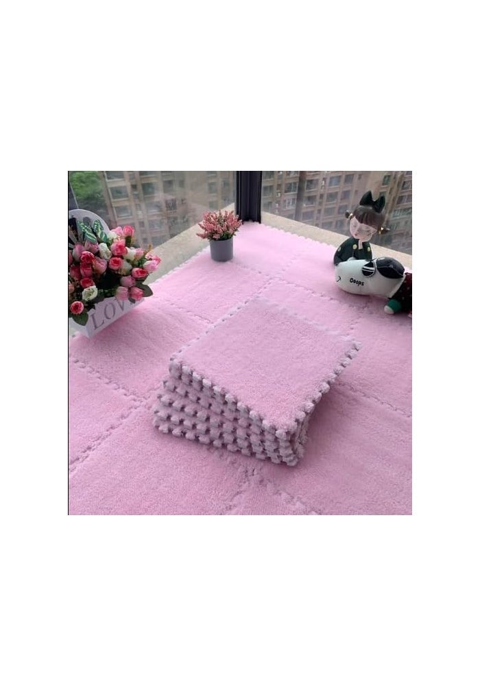 Jorunb 12pc Plush Interlocking EVA Foam Play Mat - Pink - Image 1