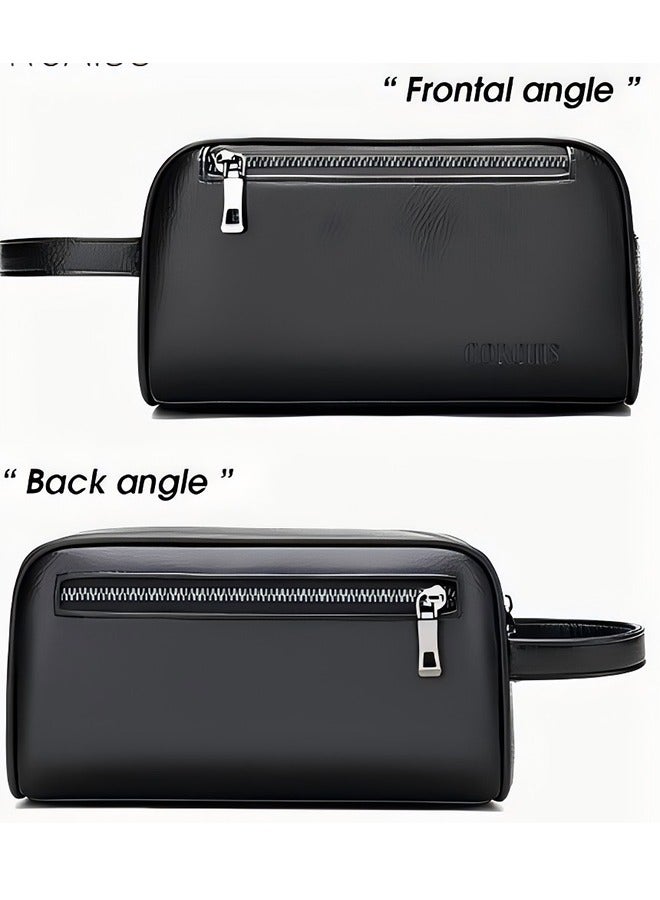 Men's Clutch Casual Bag Made of Soft Leather for Business Retro Trend Handbag Upgraded Version Mobile Phone Bag with Large Capacity - Image 4