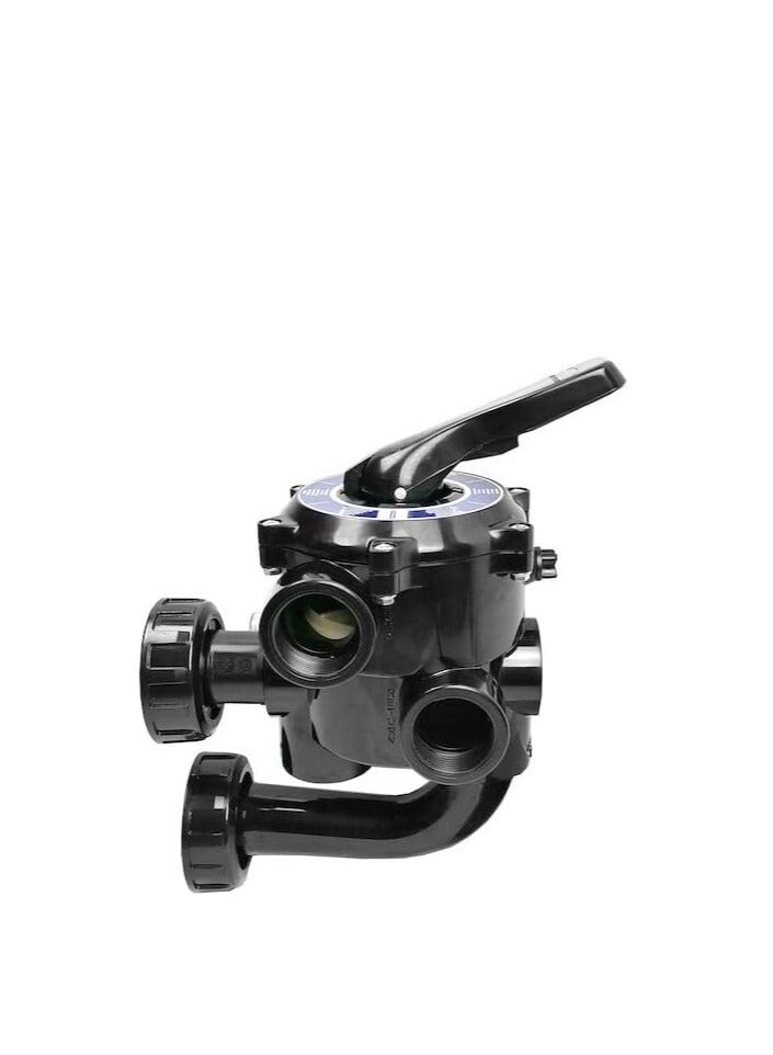 Astral 1.5-inch Multiport Valve, Sand Filter Control Valve with Side Mount Connections, Black