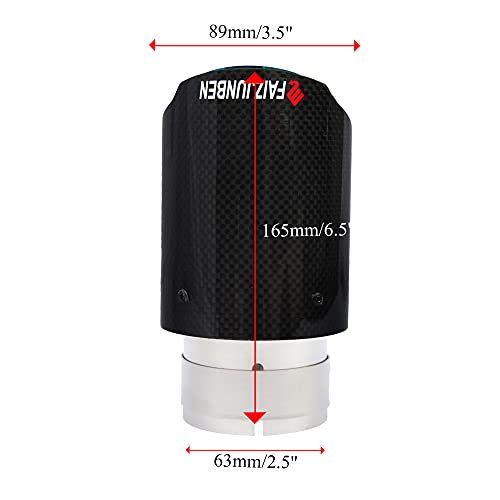 FAIZJUNBEN carbon fiber exhaust tip, carbon fiber tail pipe, inlet size 63mm/2.5", outlet size 89mm/3.5" carbon fiber muffler, suitable for automotive exhaust pipes with a diameter of 61-63mm - Image 3