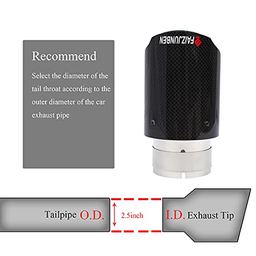 FAIZJUNBEN carbon fiber exhaust tip, carbon fiber tail pipe, inlet size 63mm/2.5", outlet size 89mm/3.5" carbon fiber muffler, suitable for automotive exhaust pipes with a diameter of 61-63mm - Image 4