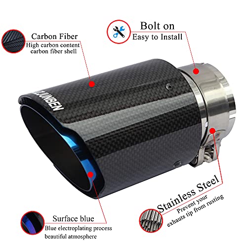 FAIZJUNBEN carbon fiber exhaust tip, carbon fiber tail pipe, inlet size 63mm/2.5", outlet size 89mm/3.5" carbon fiber muffler, suitable for automotive exhaust pipes with a diameter of 61-63mm - Image 2