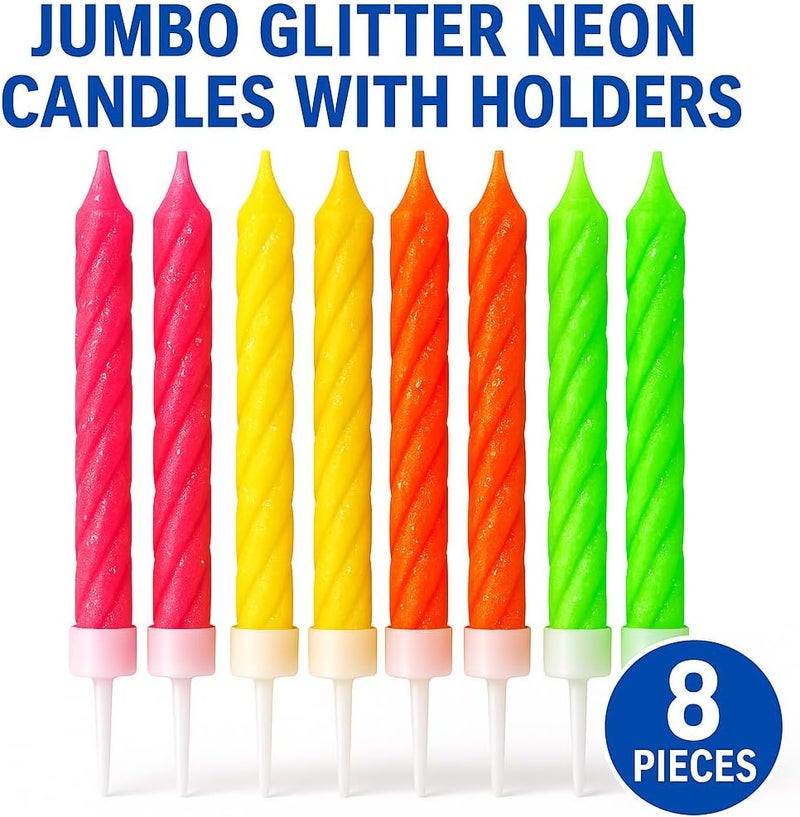 Fitto Party Magic 8 Jumbo Glitter Candles – Birthday Party Decor, Sparkling Event Candles, Glitter Celebration Candles - Image 2