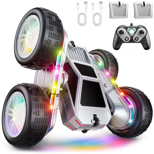 WayEee Remote Control Car for Boys 47 360 Flips Rotating RC Stunt Car with TypeC Charging and LED Lights Strips 24 GHZ Double Sided All Terrain 4WD RC Cars for Girl Boys Christmas Birthday Gift - Image 1