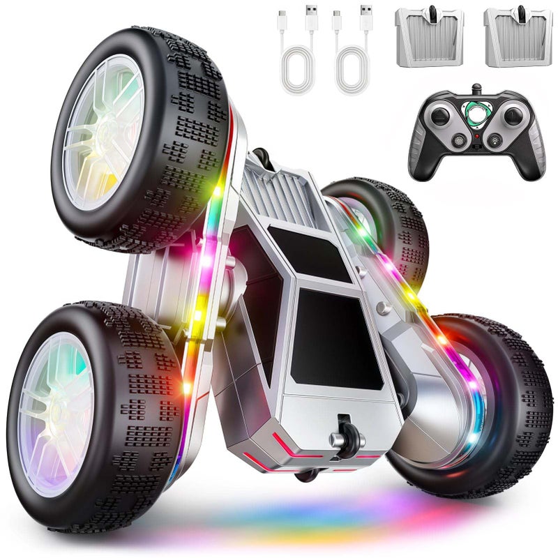 WayEee Remote Control Car for Boys 47 360 Flips Rotating RC Stunt Car with TypeC Charging and LED Lights Strips 24 GHZ Double Sided All Terrain 4WD RC Cars for Girl Boys Christmas Birthday Gift - Image 3