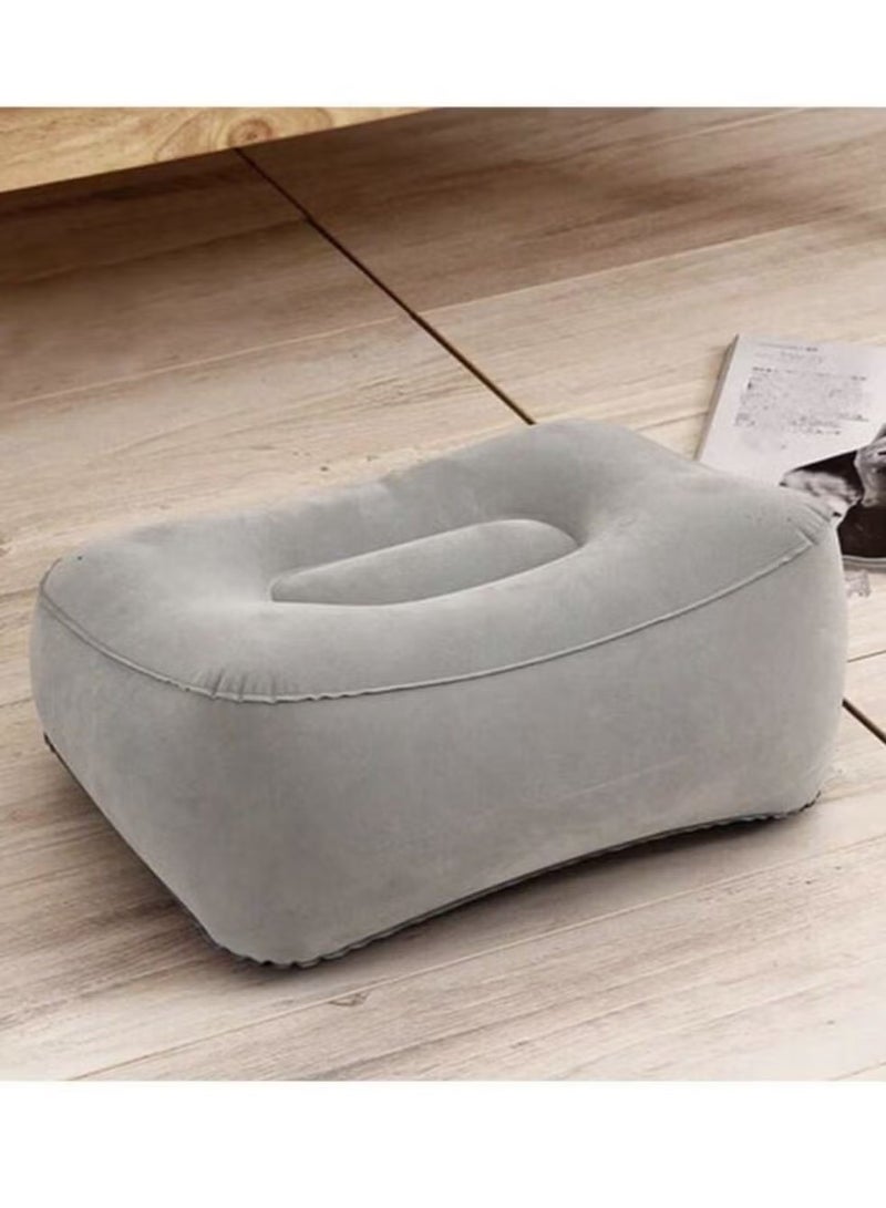 إيليلي مسند قدم قابل للنفخ من المخمل المصنوع من مادة البولي فينيل كلوريد (PC PVC)، مناسب للطائرات والقطارات والسيارات والاسترخاء في العمل المكتبي والسفر في الهواء الطلق وسهل الحمل ومنتج قابل للنفخ - Image 4