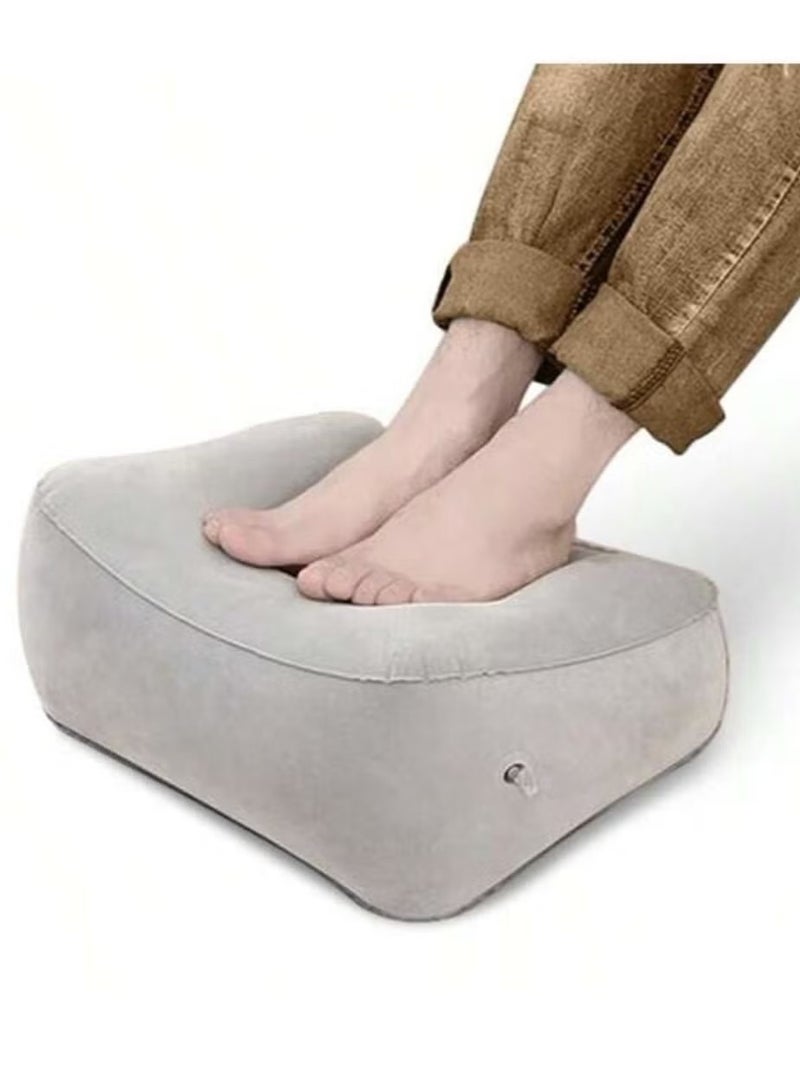 إيليلي مسند قدم قابل للنفخ من المخمل المصنوع من مادة البولي فينيل كلوريد (PC PVC)، مناسب للطائرات والقطارات والسيارات والاسترخاء في العمل المكتبي والسفر في الهواء الطلق وسهل الحمل ومنتج قابل للنفخ - Image 1