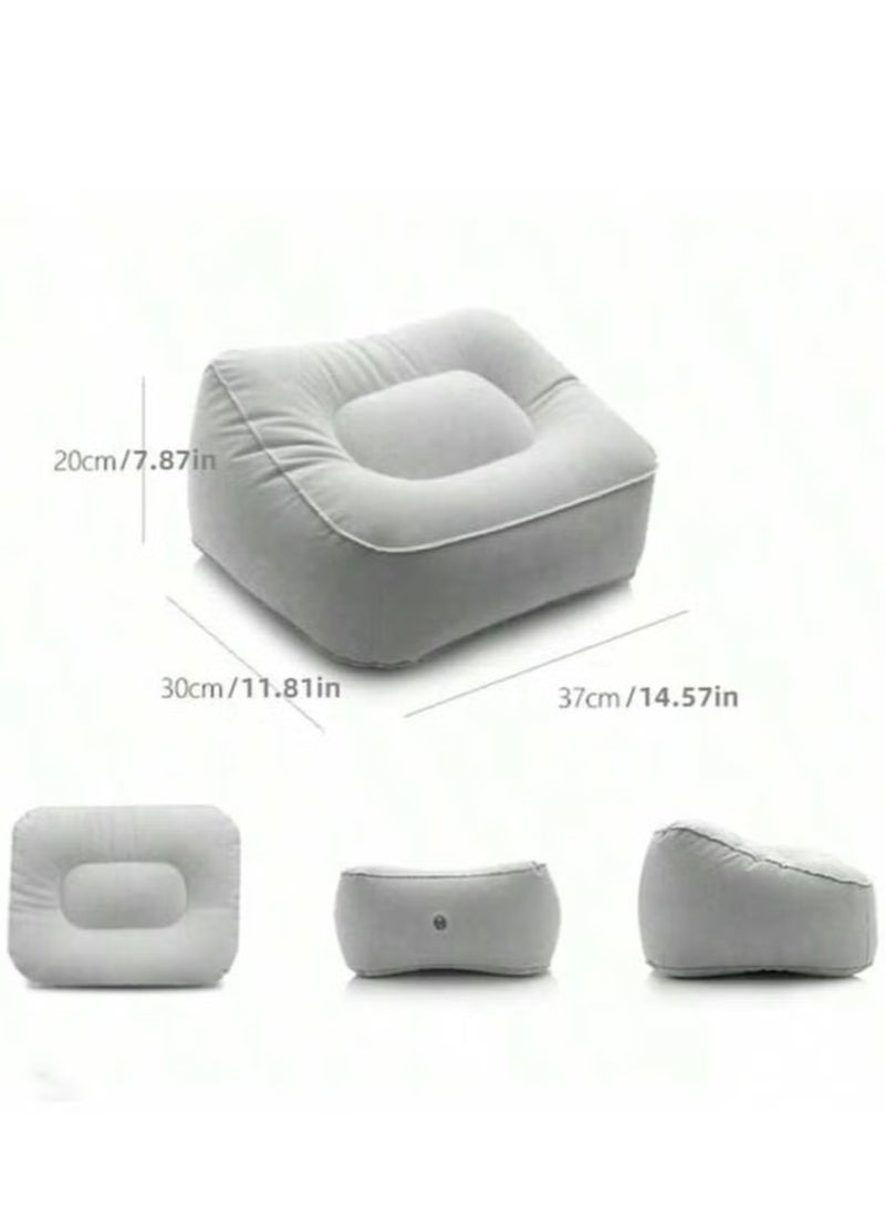 إيليلي مسند قدم قابل للنفخ من المخمل المصنوع من مادة البولي فينيل كلوريد (PC PVC)، مناسب للطائرات والقطارات والسيارات والاسترخاء في العمل المكتبي والسفر في الهواء الطلق وسهل الحمل ومنتج قابل للنفخ - Image 2