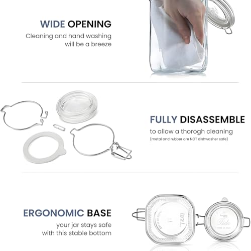 ZEPOLI Mason Glass Jars And Containers | Airtight 1.5 Liters| Kitchen Container Set | Kitchen Accessories Storage Big Jar and Containers | Transparent Bottles | Bpa Free (5 PACK) - Image 4