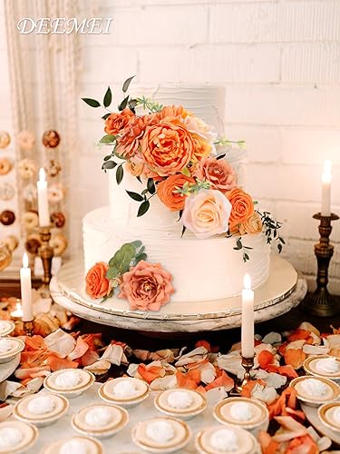DEEMEI Roses Artificial Fall Flowers Burnt Orange Combo Box Set Faux Flowers Silk Mix Peony Fake Flowers with Stems for DIY Bridal Wedding Bouquets Centerpieces Baby Shower Party Home Decorations - Image 3