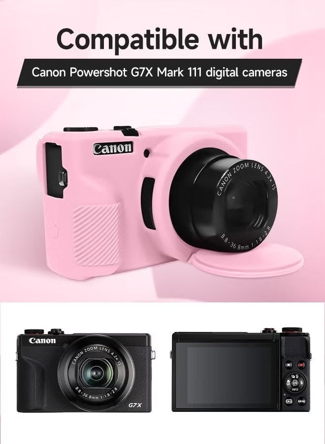 Premium Soft Silicone Protective Case with Removable Lens Cover for Canon Powershot G7X Mark III Digital Camera - Washable, Lightweight, and Stylish Protection (Pink) - Image 2