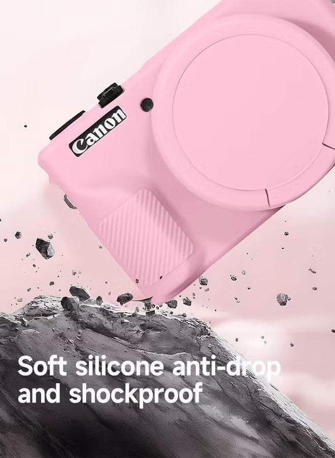 Premium Soft Silicone Protective Case with Removable Lens Cover for Canon Powershot G7X Mark III Digital Camera - Washable, Lightweight, and Stylish Protection (Pink) - Image 3