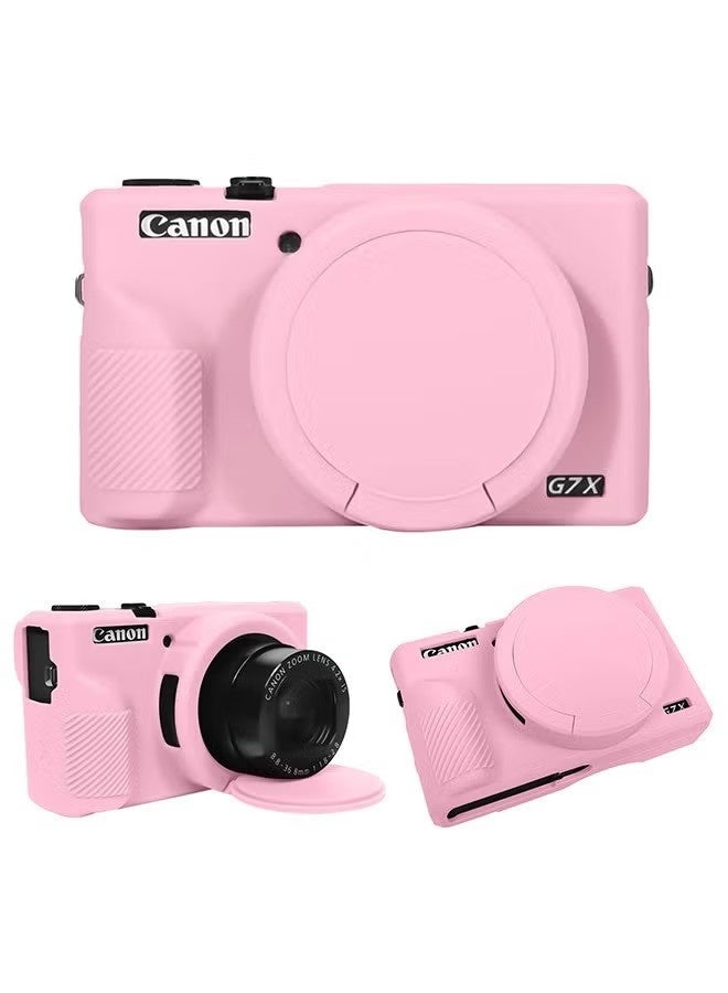 Premium Soft Silicone Protective Case with Removable Lens Cover for Canon Powershot G7X Mark III Digital Camera - Washable, Lightweight, and Stylish Protection (Pink) - Image 1