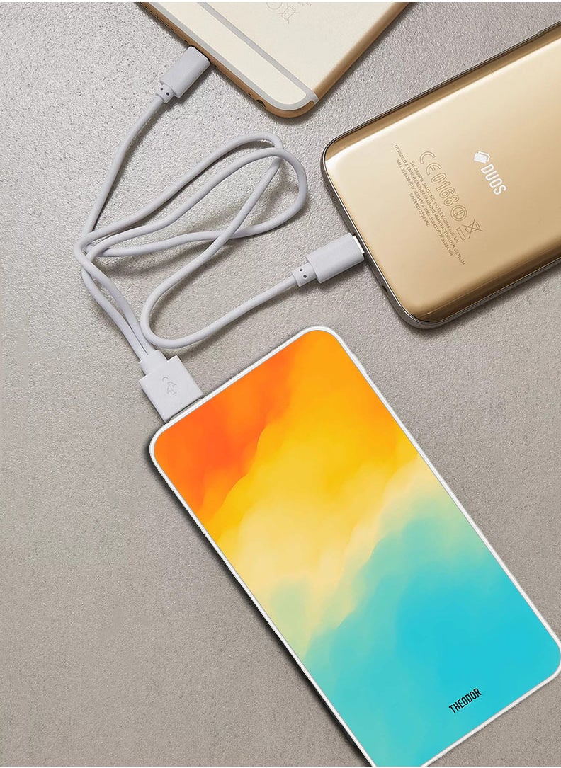 Theodor - 10,000 mAh Super Fast Charging Ultra Compact Power Bank with Quick Charge & Power Delivery, Portable Charger For iPhone and Android Shades Of Orange Yellow Blue - Image 1