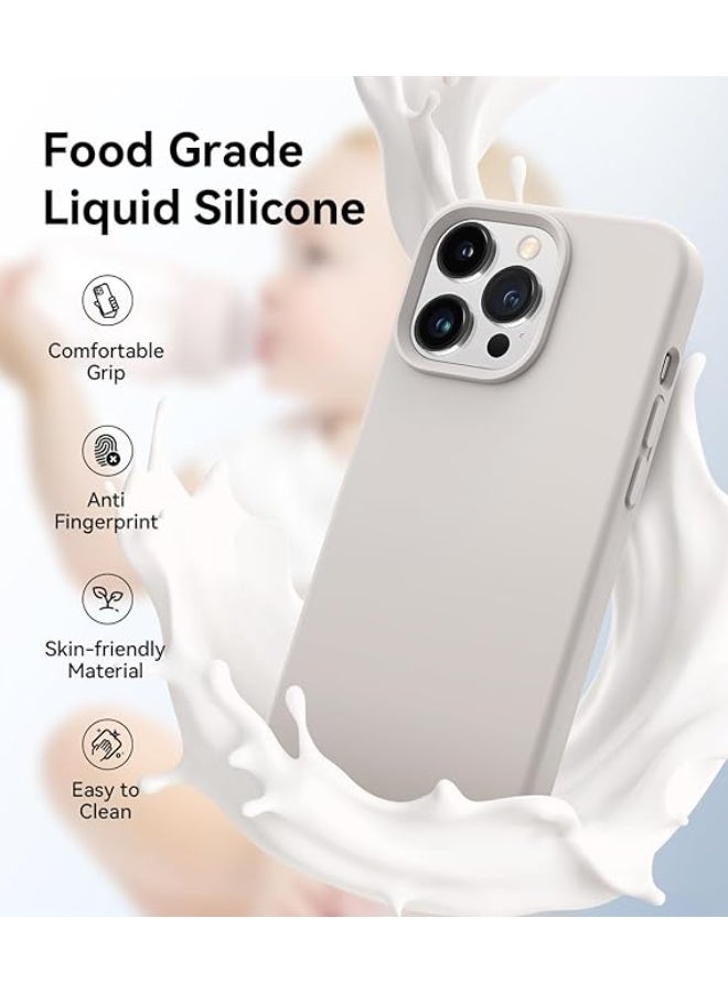 جراب متوافق مع هاتف iPhone 13 Pro Max، [حماية عسكرية ضد الصدمات] جراب سيليكون مع بطانة ناعمة من الألياف الدقيقة المضادة للخدش، 6.7 بوصة، حجري - Image 4