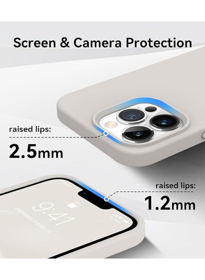 جراب متوافق مع هاتف iPhone 13 Pro Max، [حماية عسكرية ضد الصدمات] جراب سيليكون مع بطانة ناعمة من الألياف الدقيقة المضادة للخدش، 6.7 بوصة، حجري - Image 5