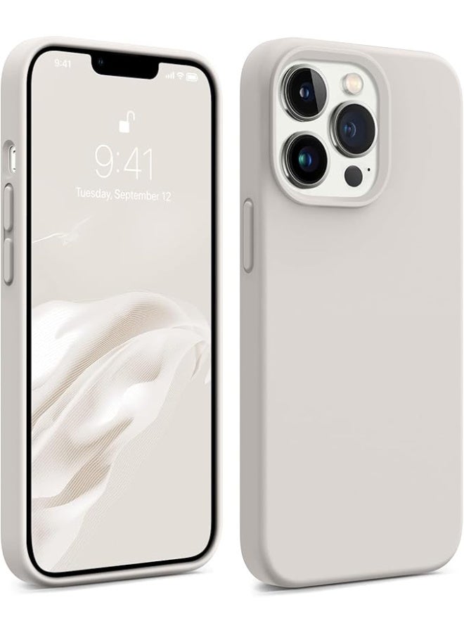 جراب متوافق مع هاتف iPhone 13 Pro Max، [حماية عسكرية ضد الصدمات] جراب سيليكون مع بطانة ناعمة من الألياف الدقيقة المضادة للخدش، 6.7 بوصة، حجري - Image 1