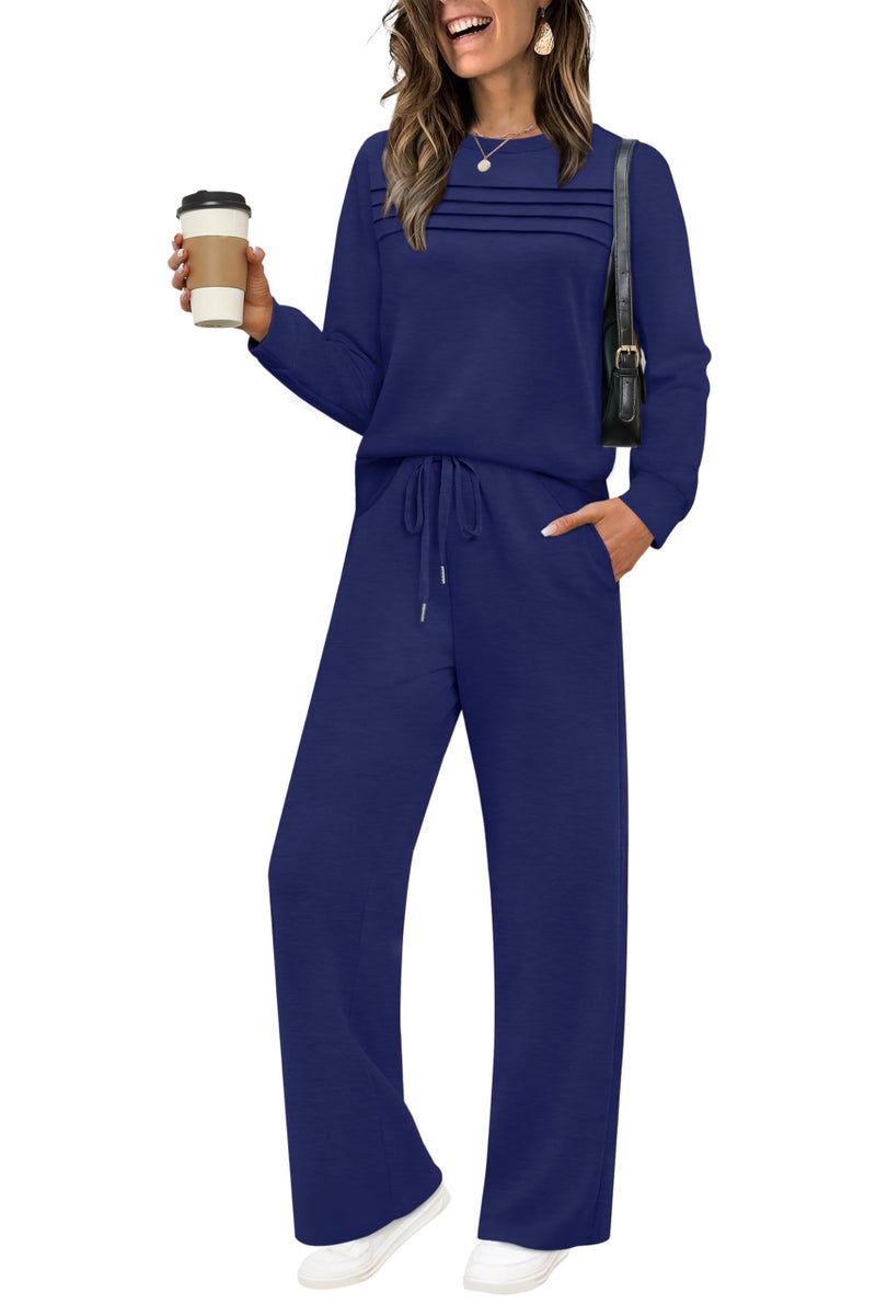 WIHOLL Women 2 Piece Travel Outfits Fall Airport Lounge Set Fall Trendy Tracksuit Long Sleeve Loungewear Casual Winter Sweatsuit - Image 1