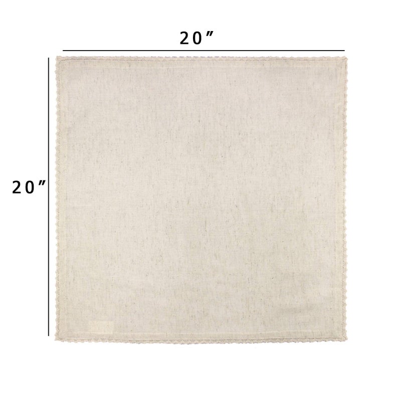 COTTON CRAFT Flax Linen Cloth Napkins with Lace - Set of 12 Lunch Dinner Napkins - Elegant Everyday Fall Harvest Thanksgiving Holiday Table Napkin - Washable Reusable Napkin - Oversized 20x20- Natural - Image 2