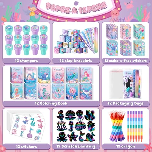 BenLouis 96Pcs Mermaid Party Favors Little Mermaid Coloring Books Crayon Stickers Set Bulk for Kids Sea Birthday Decor Baby Shower Candy Goodie Bag Stuffer Classroom Rewards Pinata Supplies - Image 5