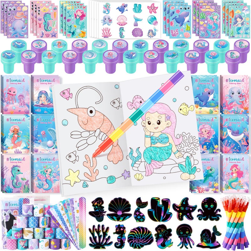 BenLouis 96Pcs Mermaid Party Favors Little Mermaid Coloring Books Crayon Stickers Set Bulk for Kids Sea Birthday Decor Baby Shower Candy Goodie Bag Stuffer Classroom Rewards Pinata Supplies - Image 2