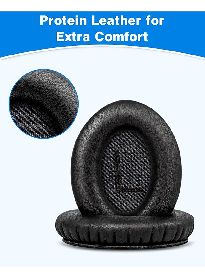 إيروريكس طقم وسائد أذن بديلة من الجلد البروتيني الناعم لسماعات Bose Quiet Comfort 35، لسماعات Bose Qc 35 25 15 Qc2 Ae2 Ae2I Ae2W Sound Link Sound True باللون الأسود - Image 4