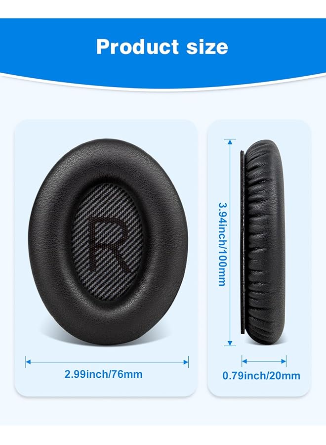 إيروريكس طقم وسائد أذن بديلة من الجلد البروتيني الناعم لسماعات Bose Quiet Comfort 35، لسماعات Bose Qc 35 25 15 Qc2 Ae2 Ae2I Ae2W Sound Link Sound True باللون الأسود - Image 5