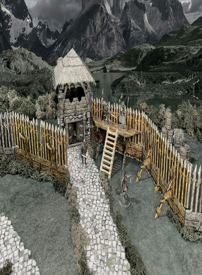 Battle Systems Fantasy Terrain Palisade Walls - 28-35mm DND D&D RPG Wargames Historical/Fantasy Card Scenery - Image 1