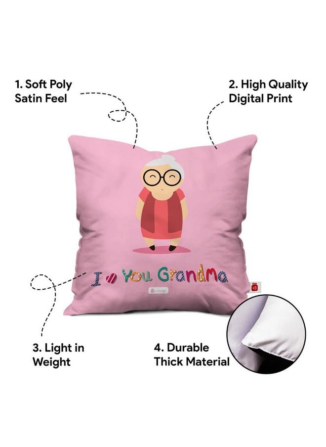 Indigifts Indigifts Cushion Cover 12x12 with Filler|Love You Grandma Printed Pillow|Soft Fiber & Vibrant Design|Gift for Grandmother, Dadi, Maa (Pink)  - Image 3