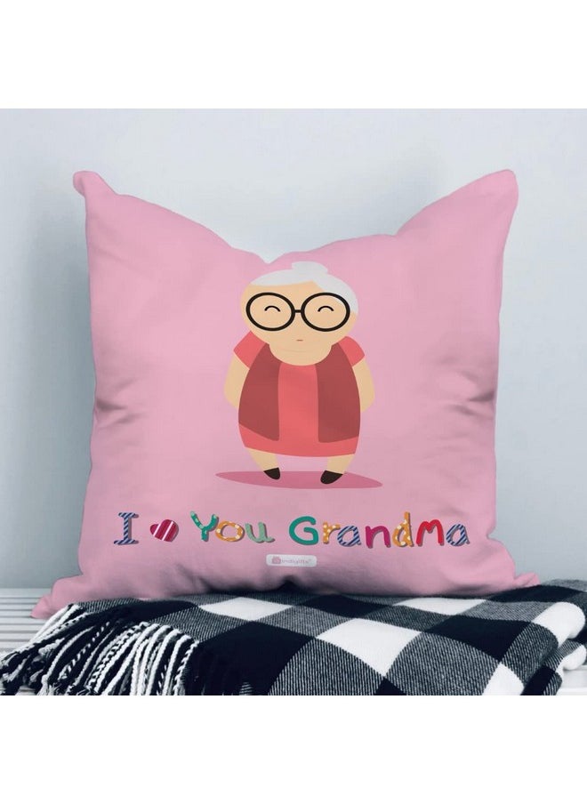 Indigifts Indigifts Cushion Cover 12x12 with Filler|Love You Grandma Printed Pillow|Soft Fiber & Vibrant Design|Gift for Grandmother, Dadi, Maa (Pink)  - Image 2