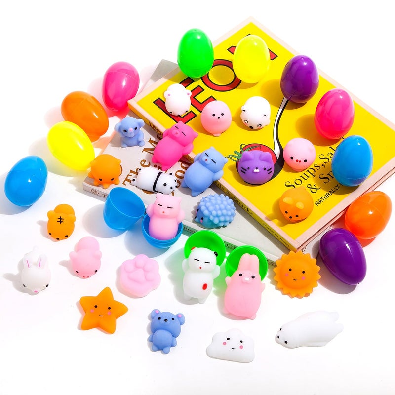 JIALWEN 24 Pack Fillers Easter Eggs with Mochi Squishy Toys Surprise Mini Kawaii Animal Squishies Stress Relief Toys for Easter Basket Stuffers Hunt Theme Party Favors Classroom Prize Supplies - Image 2