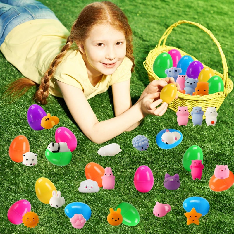JIALWEN 24 Pack Fillers Easter Eggs with Mochi Squishy Toys Surprise Mini Kawaii Animal Squishies Stress Relief Toys for Easter Basket Stuffers Hunt Theme Party Favors Classroom Prize Supplies - Image 5
