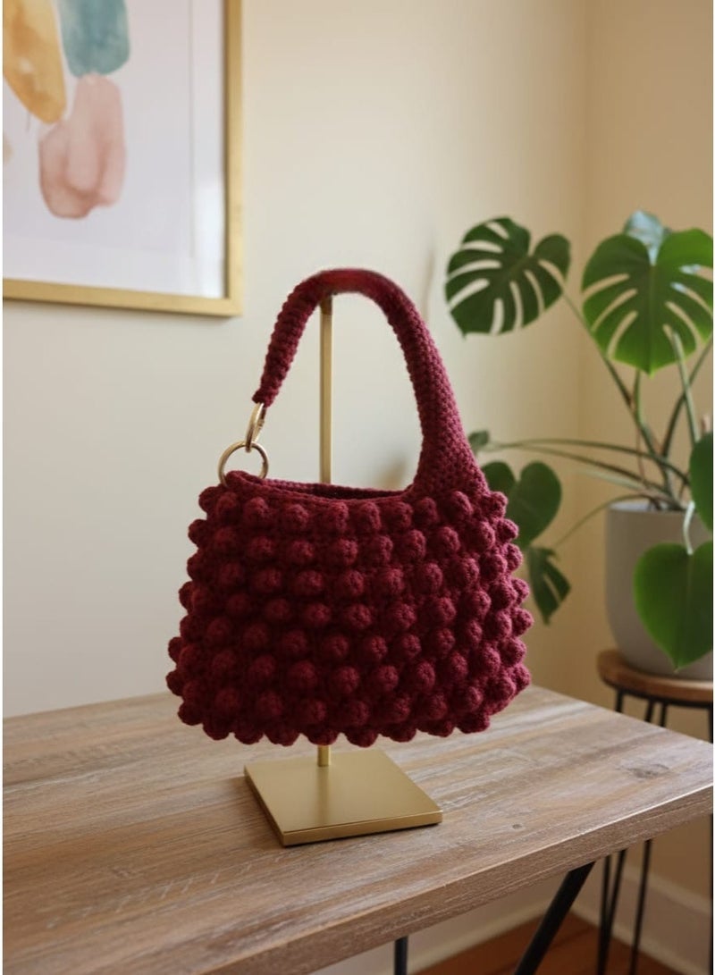 حقيبة يد/كتف كروشيه عصرية بغرزة البوبل (Popcorn)  من كروشكا - Image 2