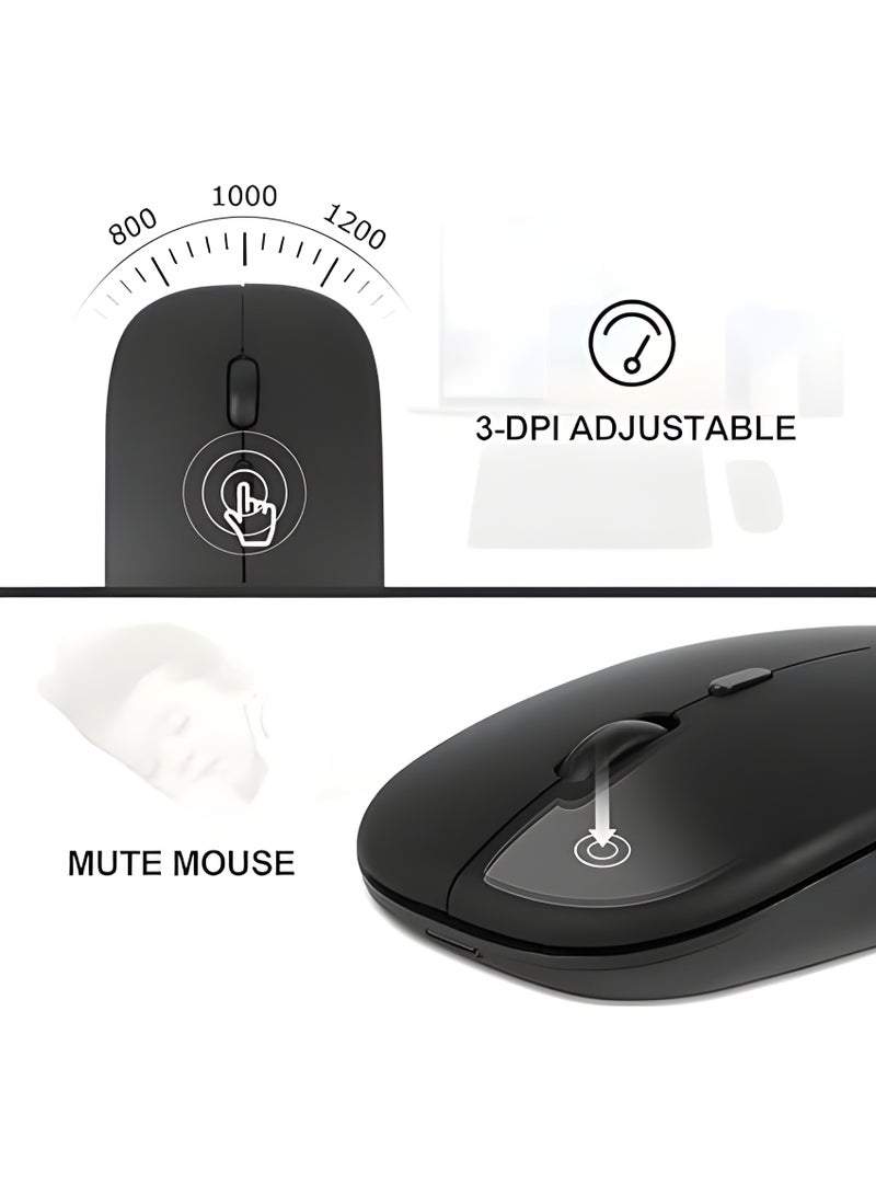 Rechargeable Bluetooth keyboard and mouse combo – Battery lasts up to 150 hours – Backlit – Slim and quiet design – Black color - Image 3