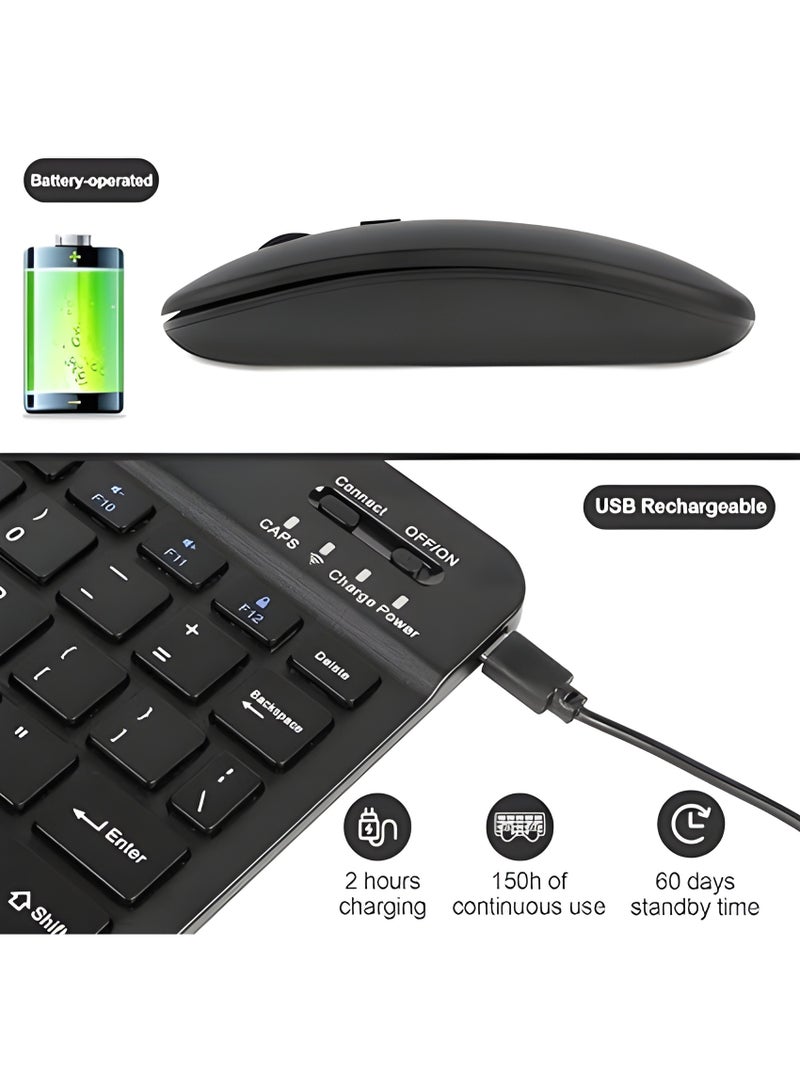 Rechargeable Bluetooth keyboard and mouse combo – Battery lasts up to 150 hours – Backlit – Slim and quiet design – Black color - Image 4