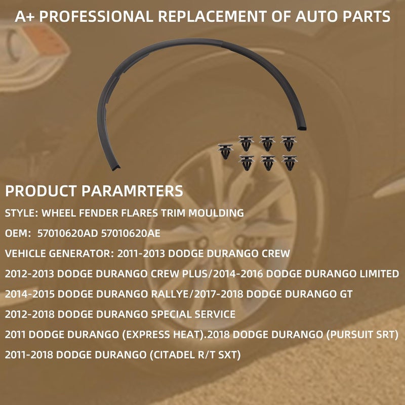 Dasbecan Front Wheel Arch Fender Trim Moulding for Dodge Durango 2011-2018 - Left Driver Side - Image 2