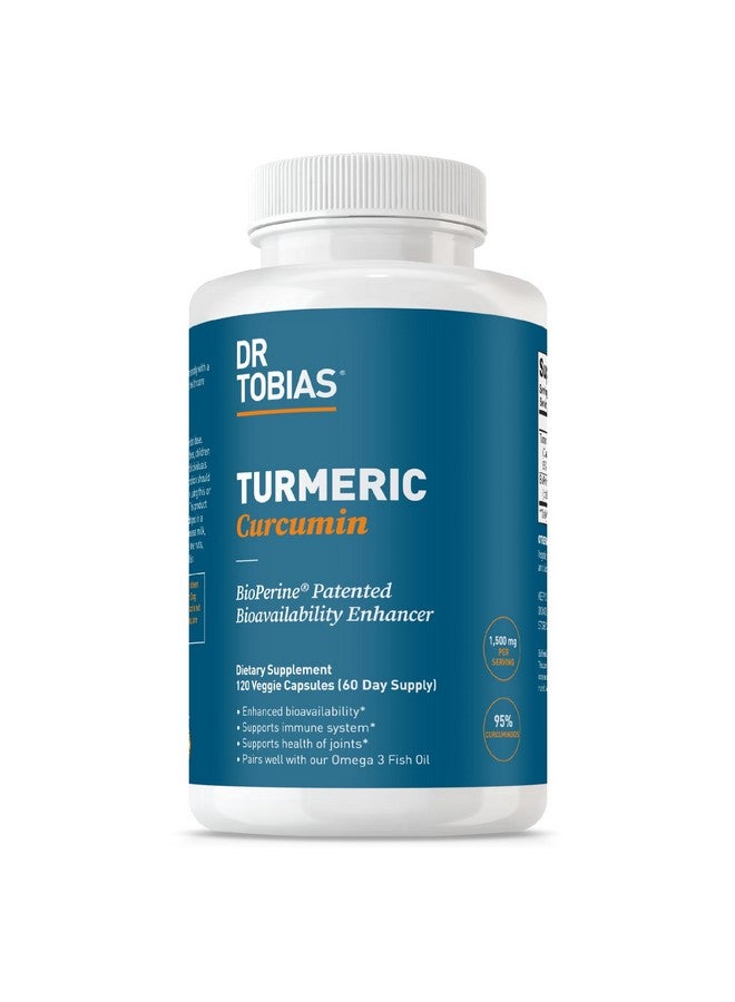Dr. Tobias Turmeric Curcumin 1500mg with BioPerine - Extra Strength Supplement with 95% Curcuminoids for Joint Support, Overall Vitality & Immune Health, 120 Vegan Capsules, Non-GMO - Image 1
