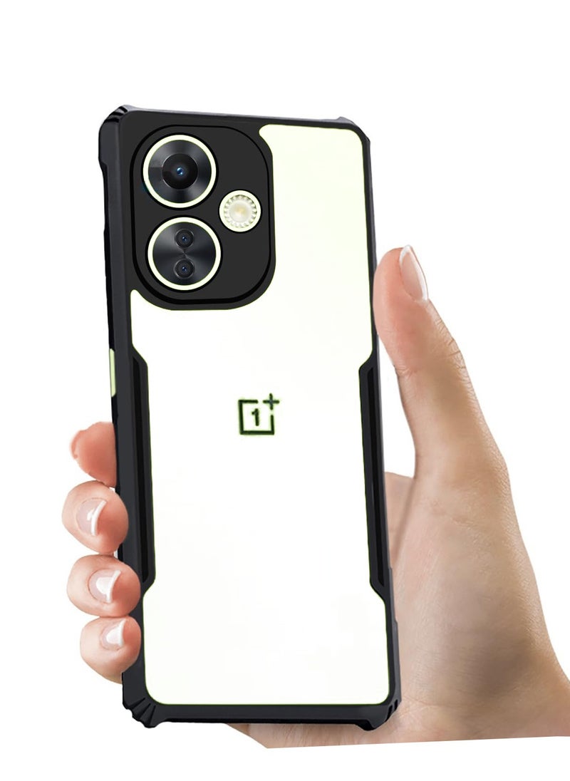 Generic - OnePlus Nord CE 3 Lite 5G Black Mobile Phone Case Cover, Ultra-Thin Lightweight Cover Soft TPU Bumper + Acrylic Clear Back Case Cover - Image 1
