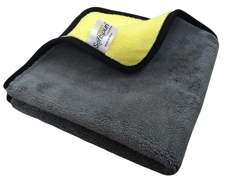 Softspun Microfiber Cleaning Cloth 1 Pc 40X60Cm 900 Gsm Double Layered Silk Banded Edge Thick Lint & Streakfree Super Absorbent Multipurpose Towels For Cars Bike Glass Polishing & Detailing.. - Image 1