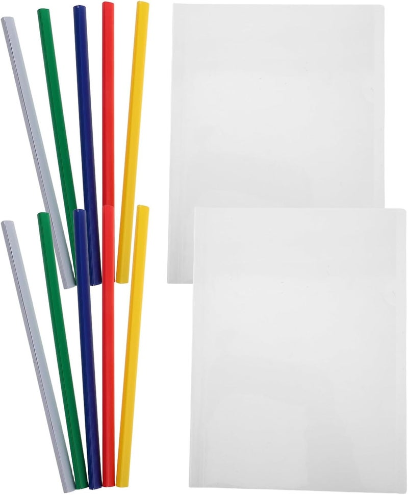 ABOOFAN 10 Pcs Plastic Report Covers with Sliding Rod, A4 File Folders for Office and School, Sturdy and Easy to Use Document Organizers that Can Hold About 230 Sheets of Paper - Image 1