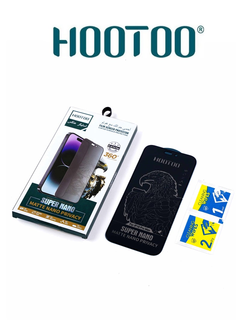 هوتو ستيكر حماية شاشة امامية خصوصية (لقافه) ل ايفون 16 بروماكس، حماية ضد الكسر بتقنية النانو القوية المقاومة لصدمات والكسور، سهلة التركيب. - Image 2